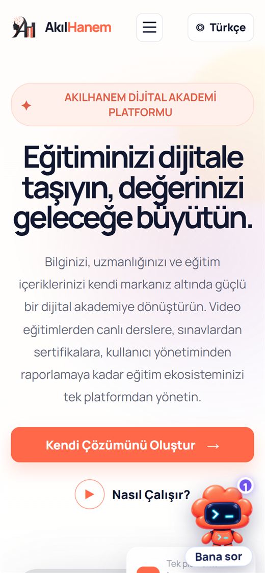 AkılHanem web sitesi mobil görünümü