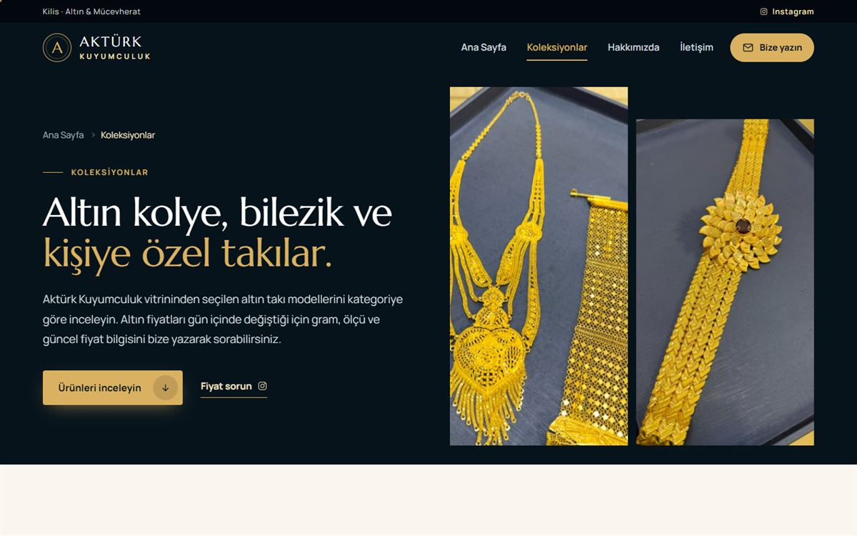 Aktürk Kuyumculuk koleksiyonlar sayfası