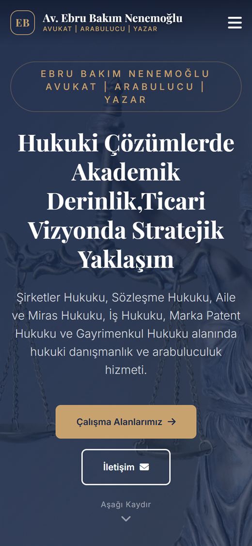 Av. Ebru Bakım Nenemoğlu web sitesi mobil görünümü