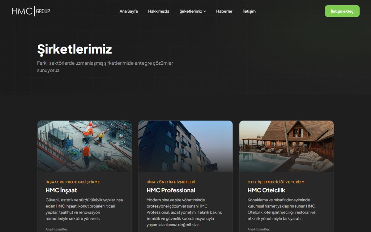 HMC Group Şirketlerimiz sayfası
