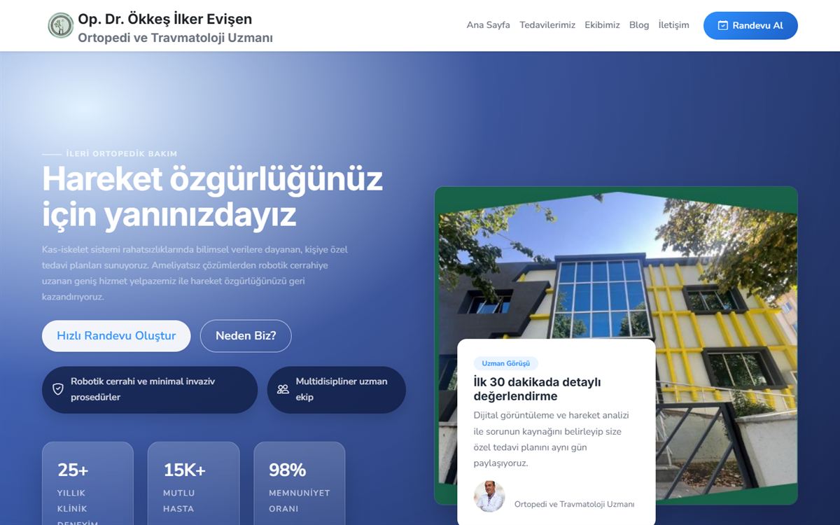 Op. Dr. İlker Evişen ana sayfa ve hızlı randevu
