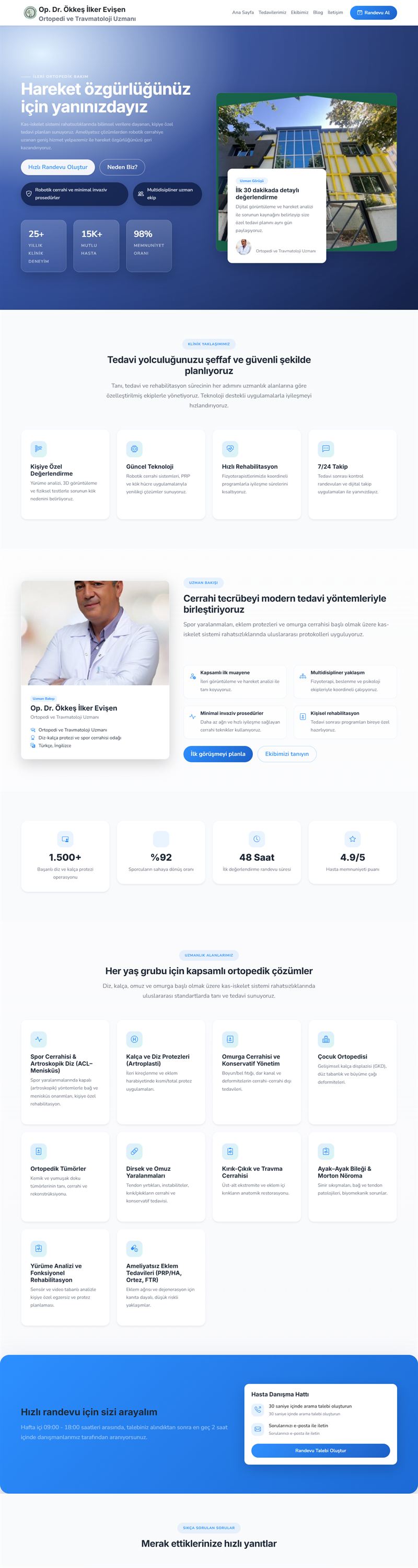 Op. Dr. Ökkeş İlker Evişen web sitesi tam sayfa görünümü